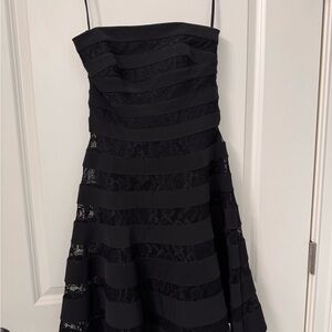 White House Black Market Strapless Black Lace Dress